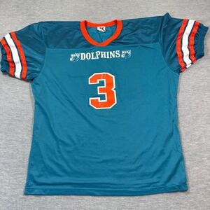 A4 Dolphins Football Jersey‎ Mens L/XL Teal Orange Mesh Mesh V-Neck Hit Me